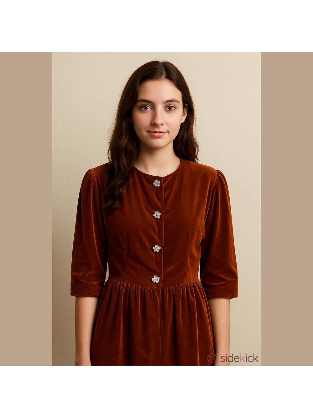 Vintage 1960s Rust Colored Velvet Dress and Jacket Set
